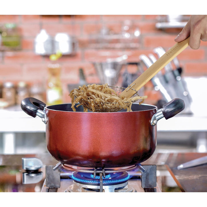 Helen’s Asian Kitchen Spider Strainer, Stainless Steel with Natural Bamboo Handle, 7-Inch Strainer Basket