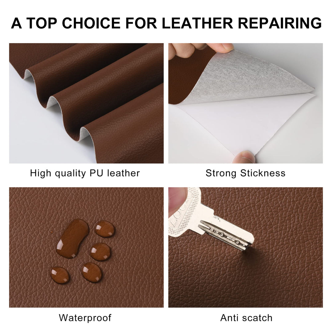 Leather Repair Patch for Furniture, 16 x 63Leather Repair Tape self Adhesive,Leather Repair Patch for car seat couches Sofa Jackets Handbags Brown
