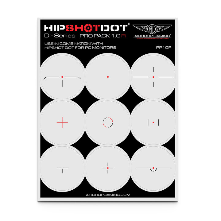 HipShotDot D-Series Pro Pack - Reusable Transparent Aim Sight Assist TV Decals - Gaming Television or Monitor Decal for FPS Video Games Compatible with PC, Xbox &amp; PlayStation (1.0 Red)