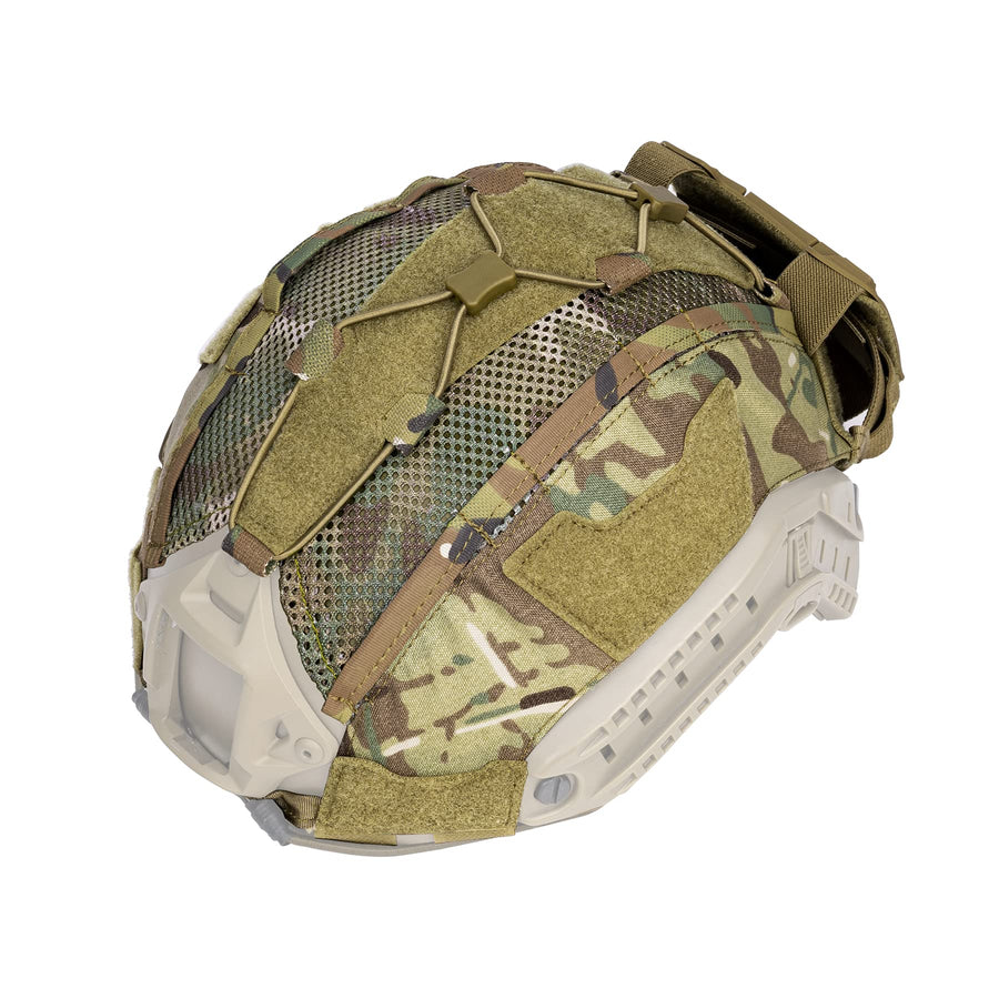 Tactical Helmet Cover With Battery Rear Pouch For Fast Helmet In Size M/L Military Paintball Hunting Shooting Gear - 500D Nylon (Multicam)