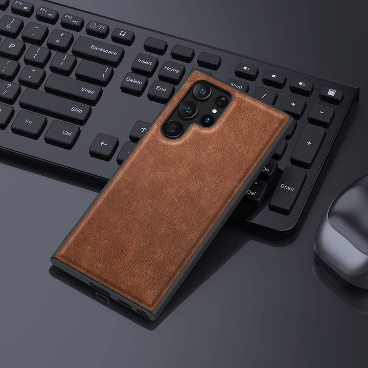 Case for Samsung Galaxy S22 Ultra, Premium Leather Slim Stylish Soft Grip Shockproof Anti-Scratch Protection Cover Cases for Samsung Galaxy S22 Ultra(6.8 2022 (Dark Brown)