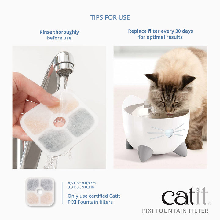 Catit PIXI Cat Drinking Fountain Original Filter, Official Replacement Triple Action Water Filter, 6-Pack, White