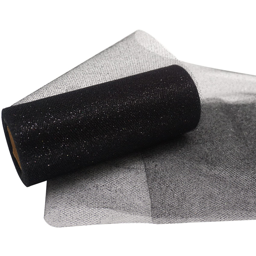 Sliver Glitter Tulle Rolls, 6 Inch by 25 Yards Sparkle 