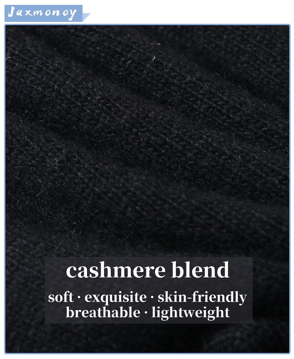 Cashmere Slouchy Beanies for Women Winter Lightweight Girls Wool Knit Hat Cuffed Soft Warm Slouch Beanie Cap - New Black