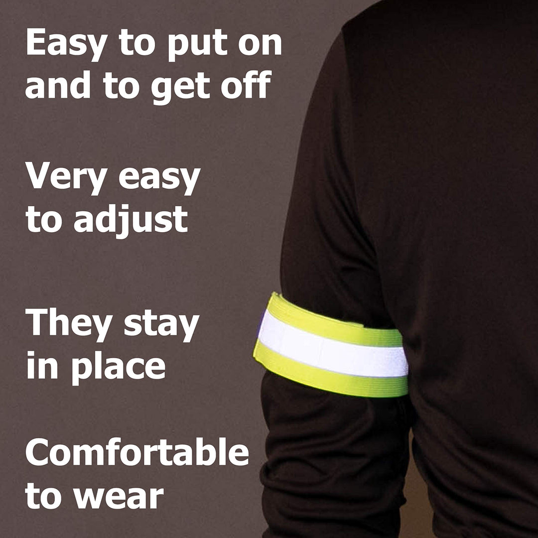 Reflective Bands for Arm, Wrist, Ankle, Leg. Reflector Bands. High Visibility Reflective Running Gear for Women and Men Cycling Walking Bike (Green - 10 Bands)