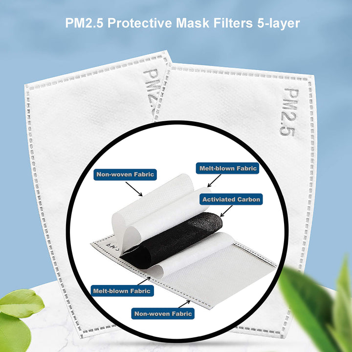Euroca Cloth Face Mask 3 Layer Washable Reusable Breathable Adjustable with Filter Pocket for Adults-2 Filters included (Black, Large)