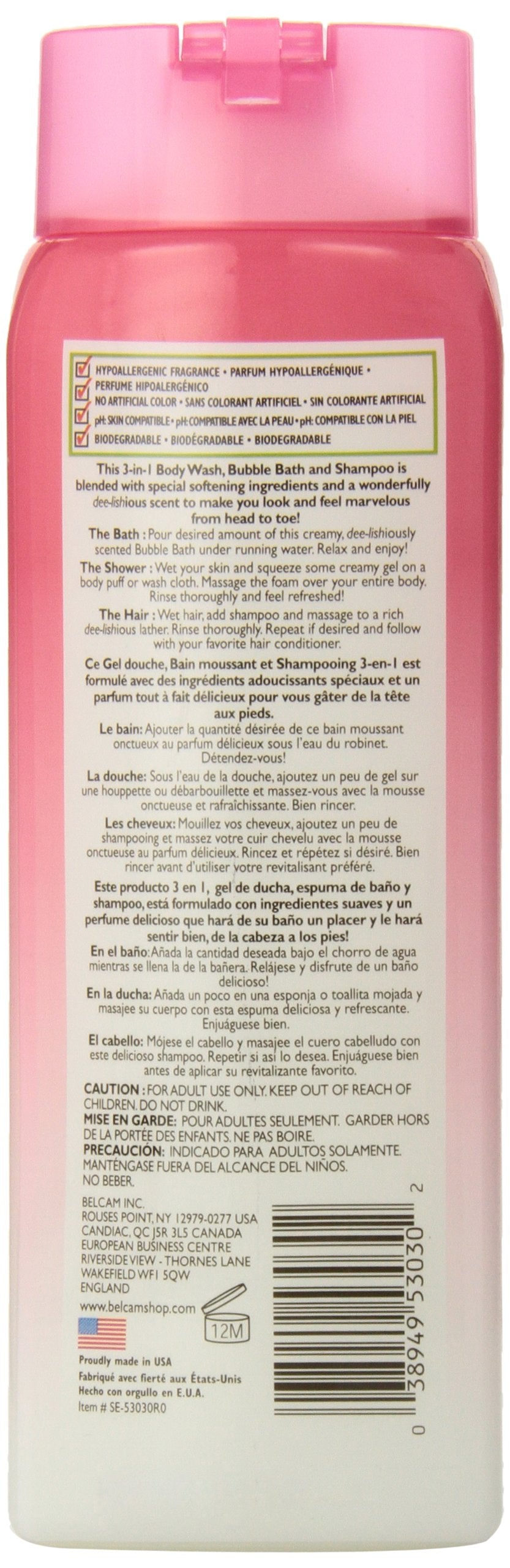 3-In-1 Strawberries and Cream Body Wash, Bubble Bath, and Shampoo, 16.8 Fluid Ounce