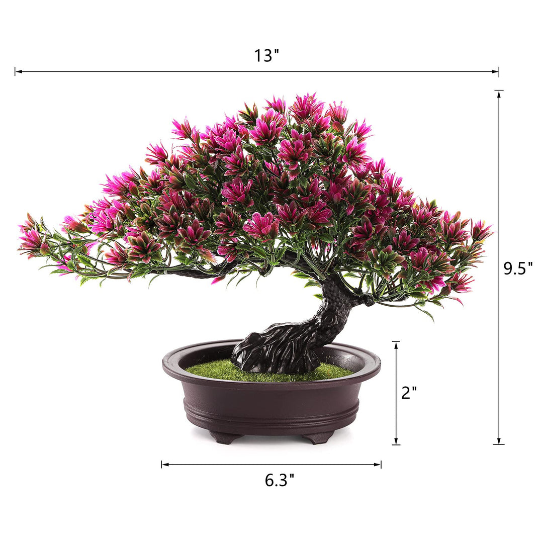 2 Pack Artificial Bonsai Tree, Small Fake Plants Decor, Indoor Faux Potted Plant for Living Room Home Table Bathroom Bedroom Office Shelf Farmhouse Decorations, 9.5 Height