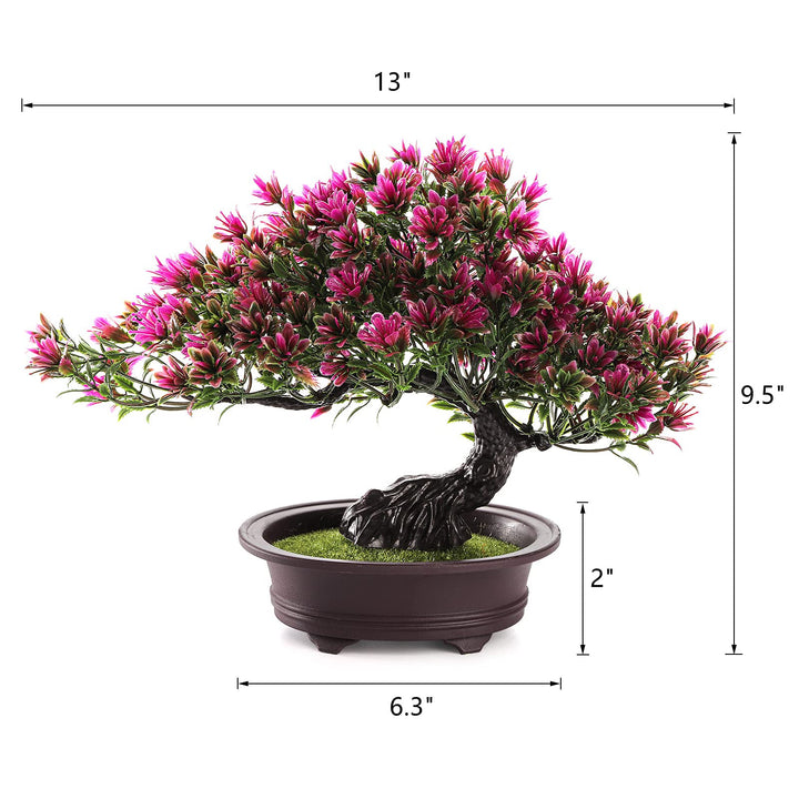 2 Pack Artificial Bonsai Tree, Small Fake Plants Decor, Indoor Faux Potted Plant for Living Room Home Table Bathroom Bedroom Office Shelf Farmhouse Decorations, 9.5 Height