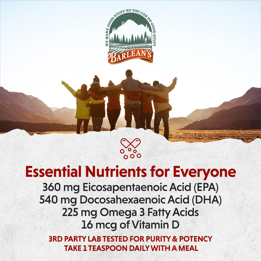 Barlean&#39;s Cod Liver Oil Liquid Supplement, Omega 3 Fish Oil with 900mg EPA and DHA Plus Vitamin D, Supplements for Joint, Brain, and Heart Health Support, Lemonade Flavor, 8 oz