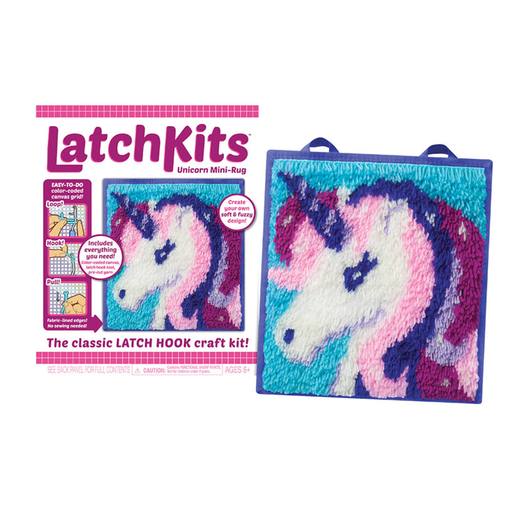 Latch Hook Kits for Kids – Kids Crafts, Arts and Crafts, Yarn Art, Wall Hanging &amp; Mini-Rugs, Craft Supplies, Pre-Cut Yarm, Easy Pattern, Hook Included, Arts &amp; Craft, Ages 6+, Unicorn