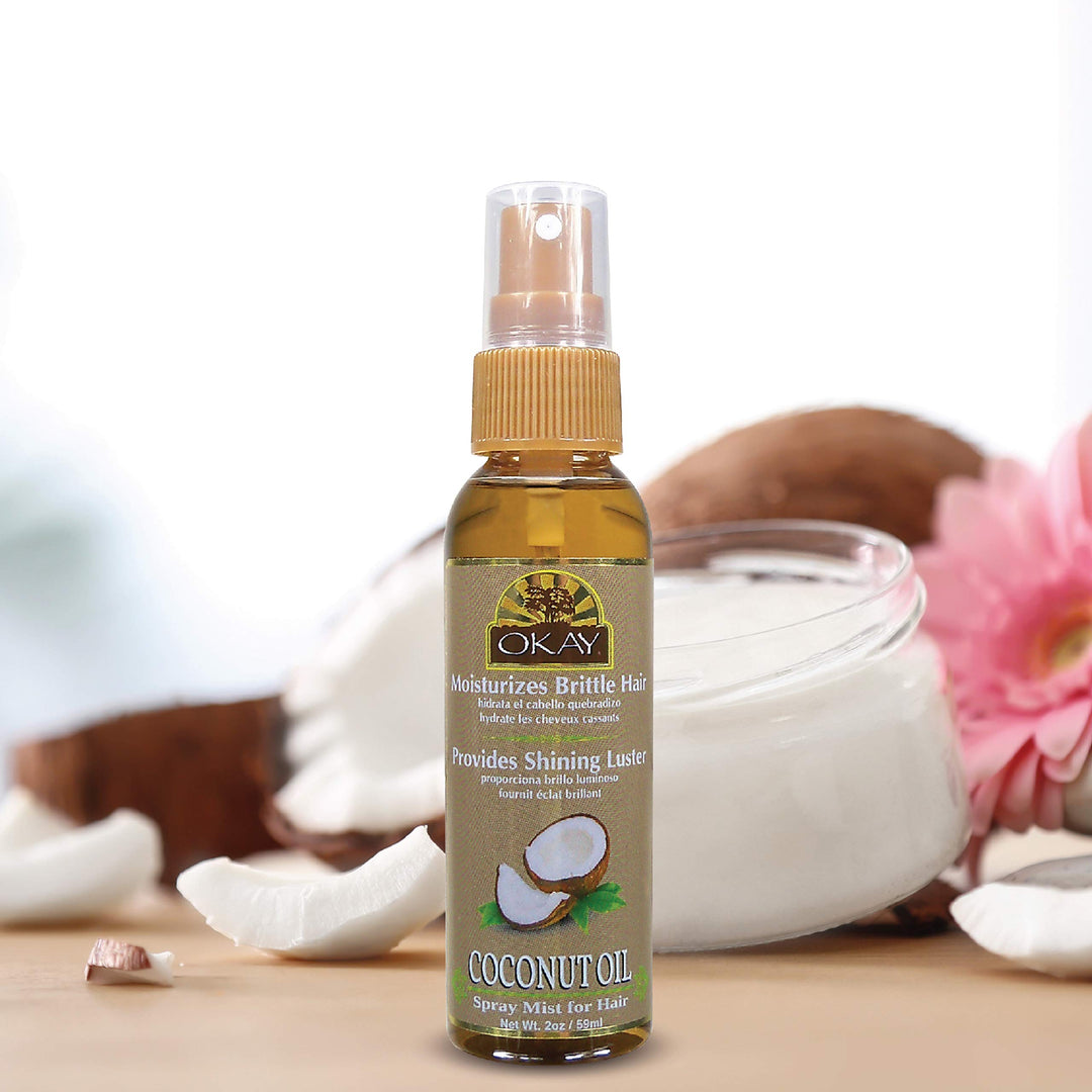 OKAY | Coconut Oil Spray Mist | For All Skin &amp; Hair Types &amp; Textures | Revive Damaged Brittle Hair | With Natural UV Protectants | Free of Parabens | 2 oz