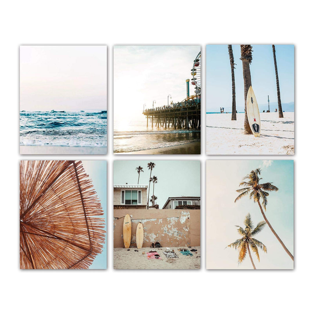 Summer California Scenery Beach Palm Coastal Wall Art P