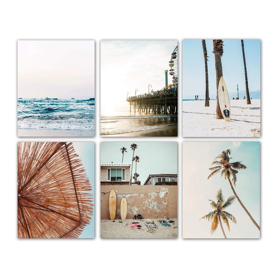 Summer California Scenery Beach Palm Coastal Wall Art P