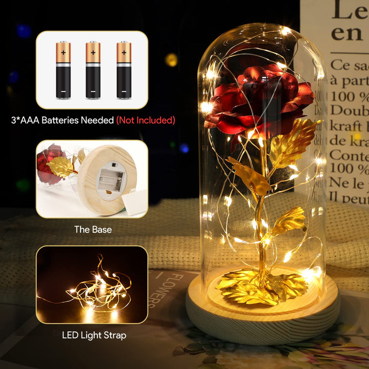 for Women, Birthday Gifts for Women Girlfriend, Colorful Artificial Flower Galaxy Rose in Glass Dome with LED Light for Mom Wife Grandma on Anniversary, hristmas, Valentine&#39;s Day