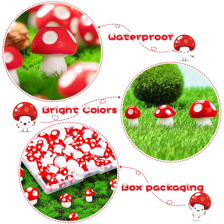 Mini Mushrooms for Crafts Tiny Fairy Garden Mushrooms Little Resin Mushroom Decor Fake Mushroom Miniatures Statue for Bonsai Micro Landscape Craft (60pcs)