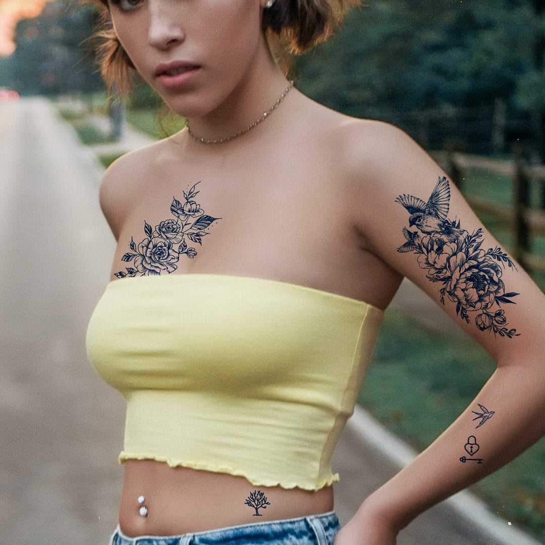 Semi-Permanent Tattoos for Women Men and Kids,Realistic Temporary Tattoo Waterproof and Long-Lasting 2 Weeks