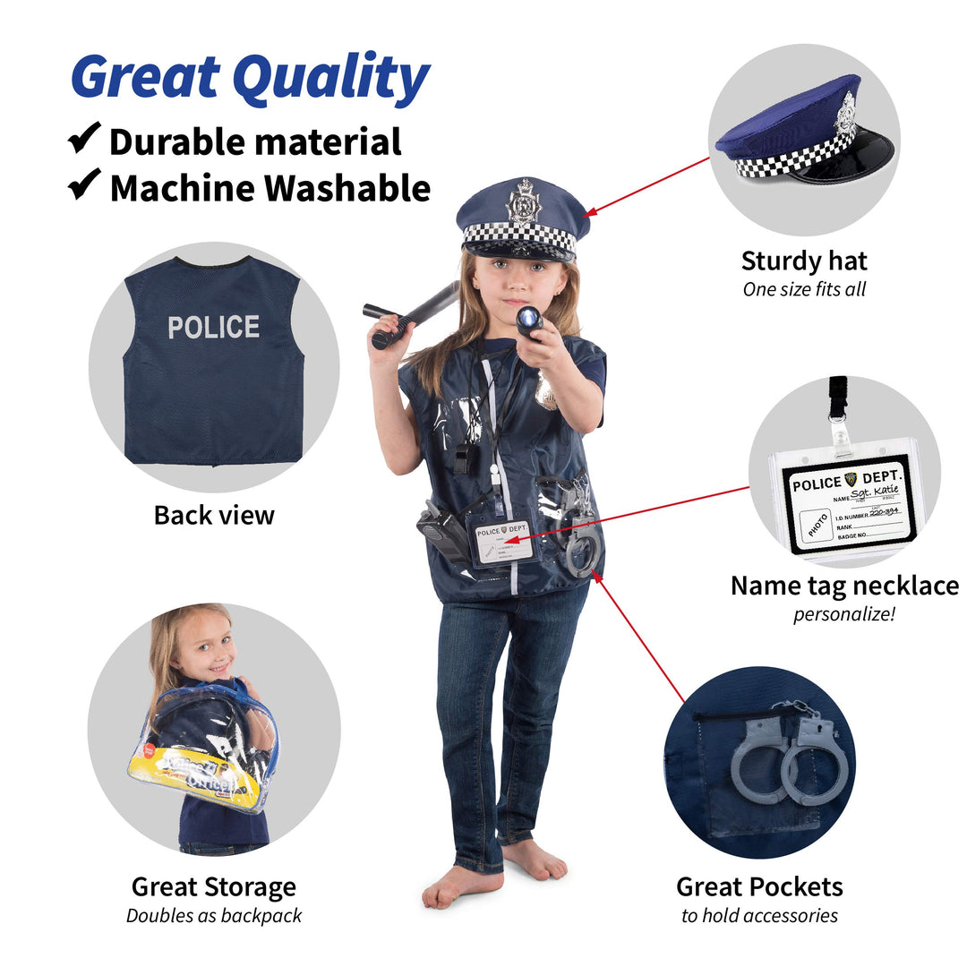 Police Costume For Kids &amp; Police Toys For Kids Ages 3-7 (Police Toys with Vest)