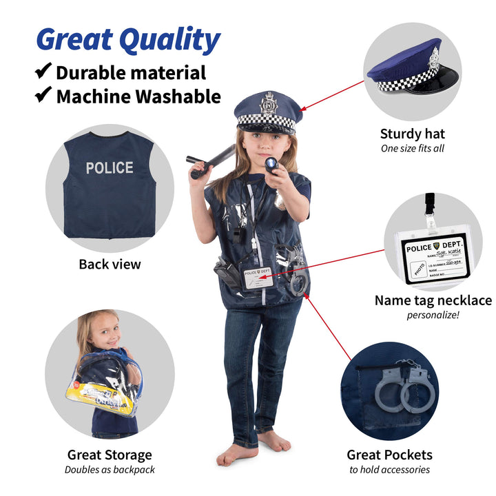 Police Costume For Kids &amp; Police Toys For Kids Ages 3-7 (Police Toys with Vest)