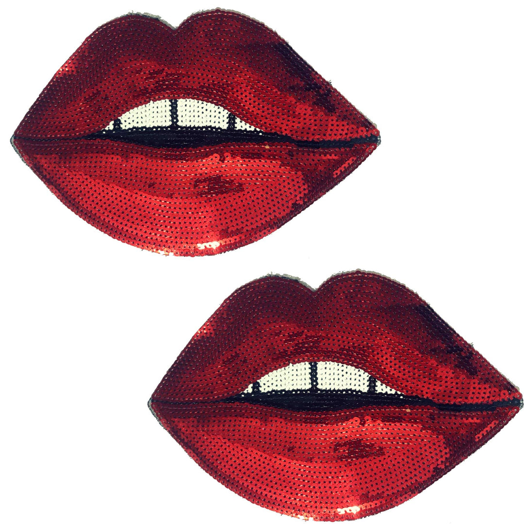 Special100% 2 PC Large Red Lips Patches,Iron On Patches Or Sew on for Clothing Glitter Sequin Embroidered, Red Sequins Lip Patch DIY Motif Embroidered Applique Craft
