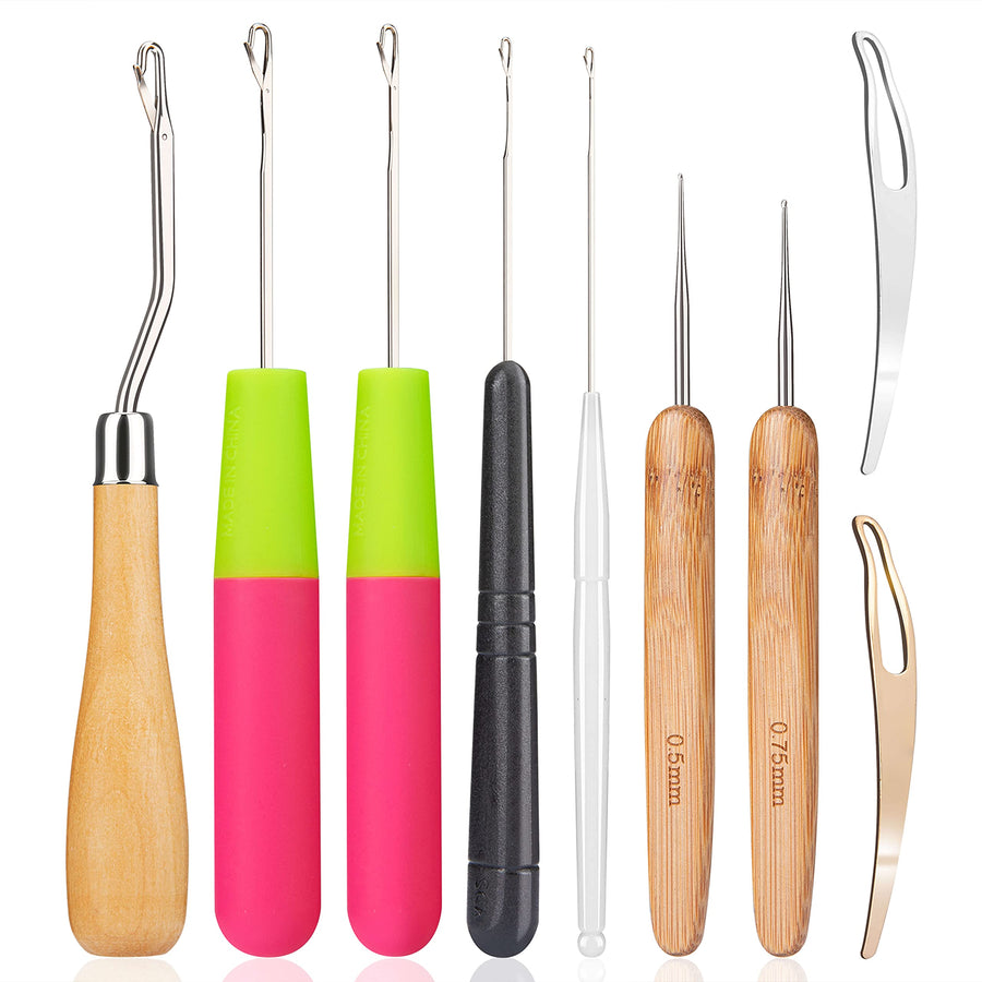 9 Pcs Crochet Hooks for Hair, Latch Hook Tool, Crochet Hair Needle, Hair Locking Tool for Dreads, Interlocking Tool for Locs