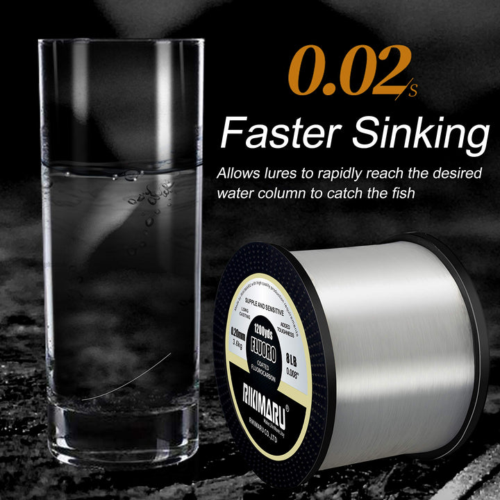 RIKIMARU Fluoro Fishing Line, 100% Fluorocarbon Coated 