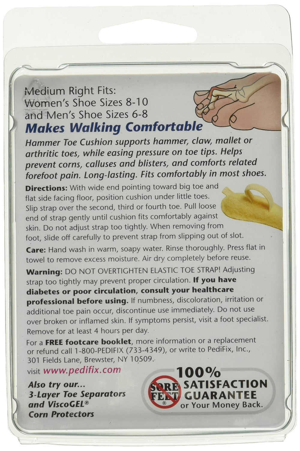 PediFix Felt Hammer Toe Crest Cushion, Medium 8+, Right