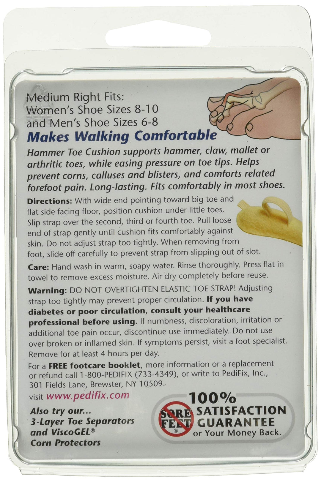 PediFix Felt Hammer Toe Crest Cushion, Medium 8+, Right