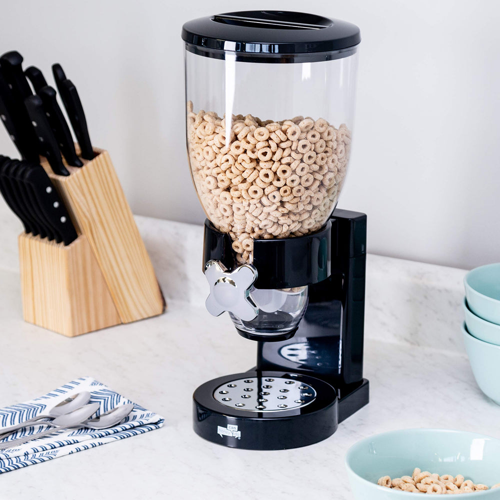 Dry Food Dispenser, Single Control, Black/Chrome