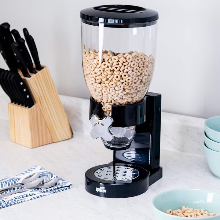 Dry Food Dispenser, Single Control, Black/Chrome