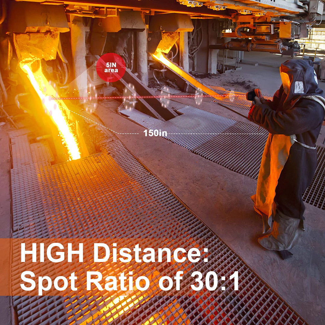BT-1500 Pyrometer 30:1 Industrial Laser Thermometer Gun, -58 to 2732 Non Contact High Temp Infrared Thermometer Digital IR Temperature Gauge Orange(NOT for Human Temp Test)