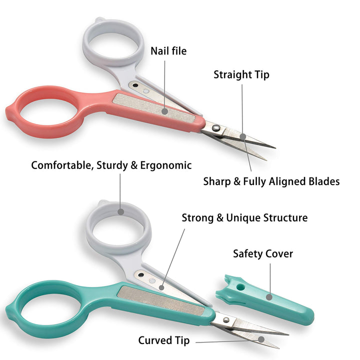 Stainless Steel Manicure Eyebrow and Eyelash Nose Hair Scissor Set With Protective Cover