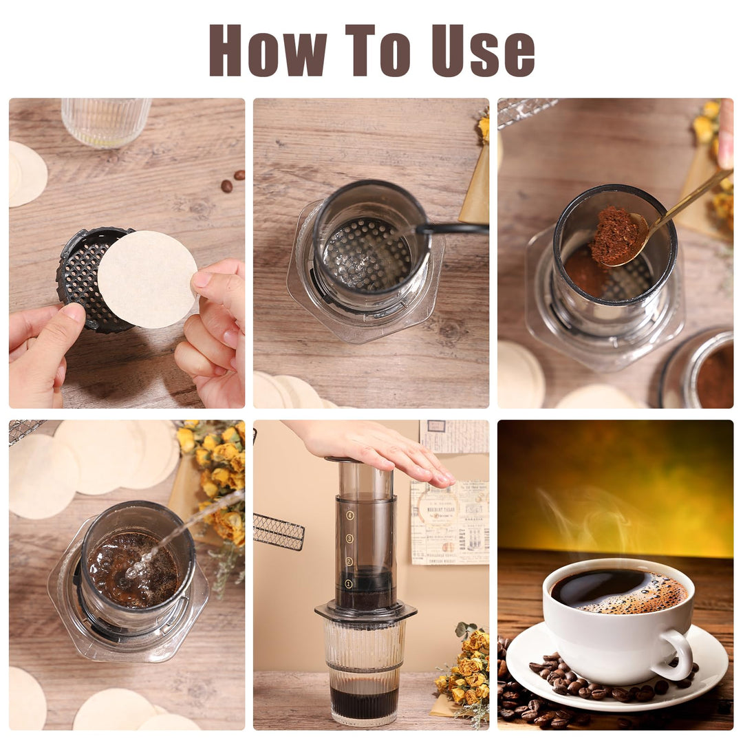 600 PCS Unbleached Coffee Filters compatible with Aeropress Coffee Maker Replacement Round Coffee Filters Disposable Paper Filters