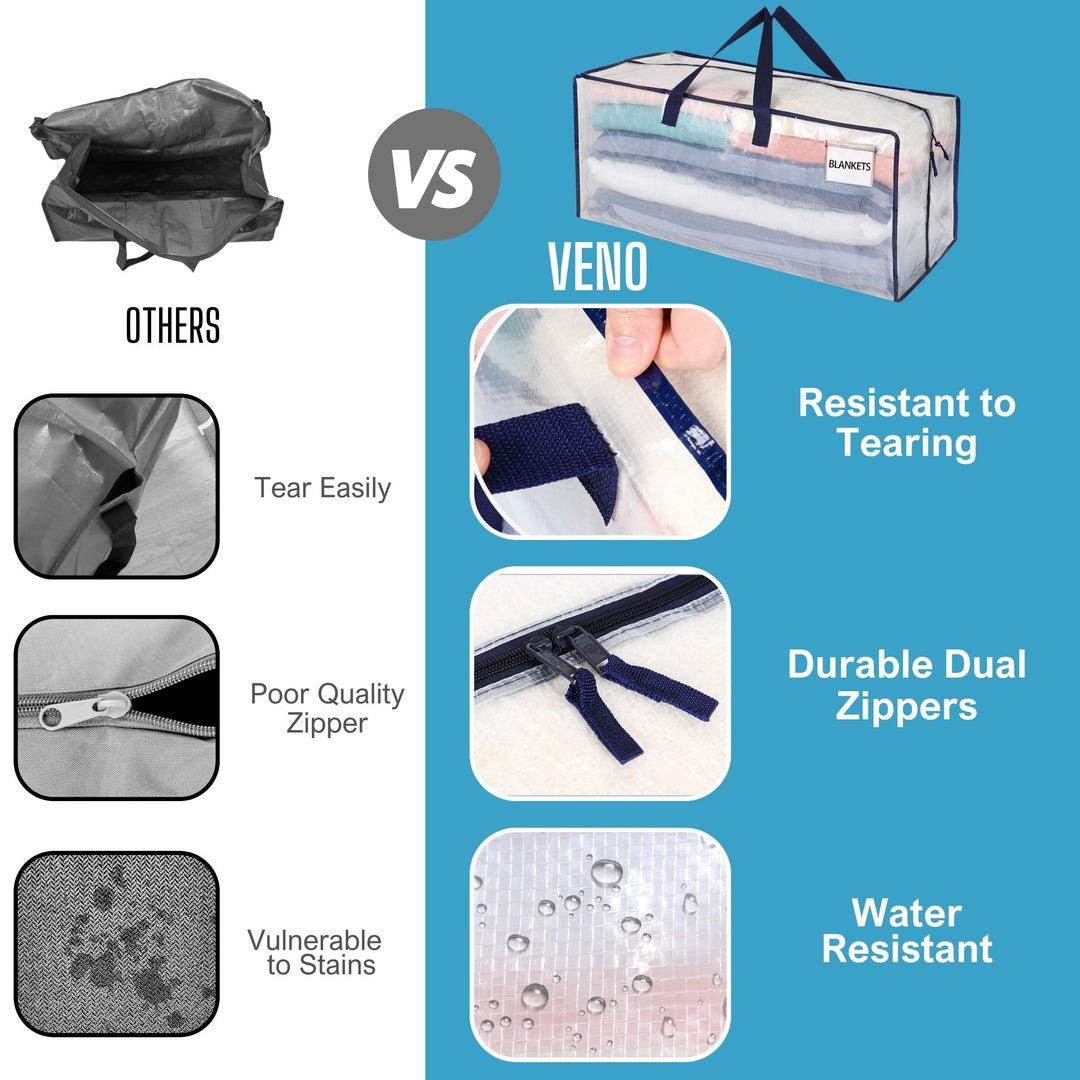 8 Pack Moving Bags w/Backpack Straps, Moving Boxes &amp; Storage Bins Alternative, Packing Supplies, Camping Accessories Totes for Storage, Dorm Room Essentials Storage Bags (Clear, 8 Pack)