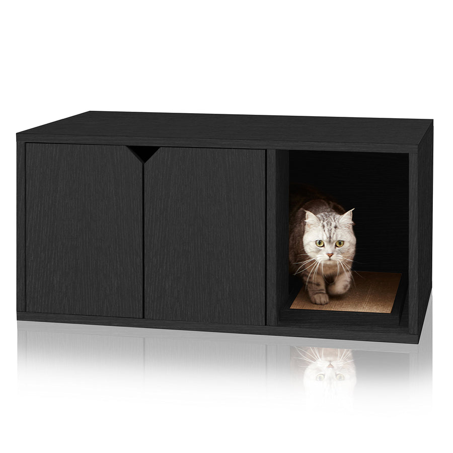 WAY BASICS Cat Litter Box Enclosure Hidden Furniture (Cat Scratch Pad Included)
