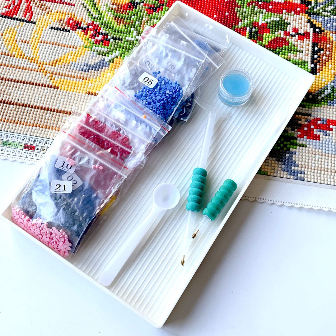 5 Pcs Extra Large Diamond Painting Tray Organizer,Plastic Trays for Beads,Diamond Art Accessories, Rhinestone Dot Tools for DIY Gem Art Craft