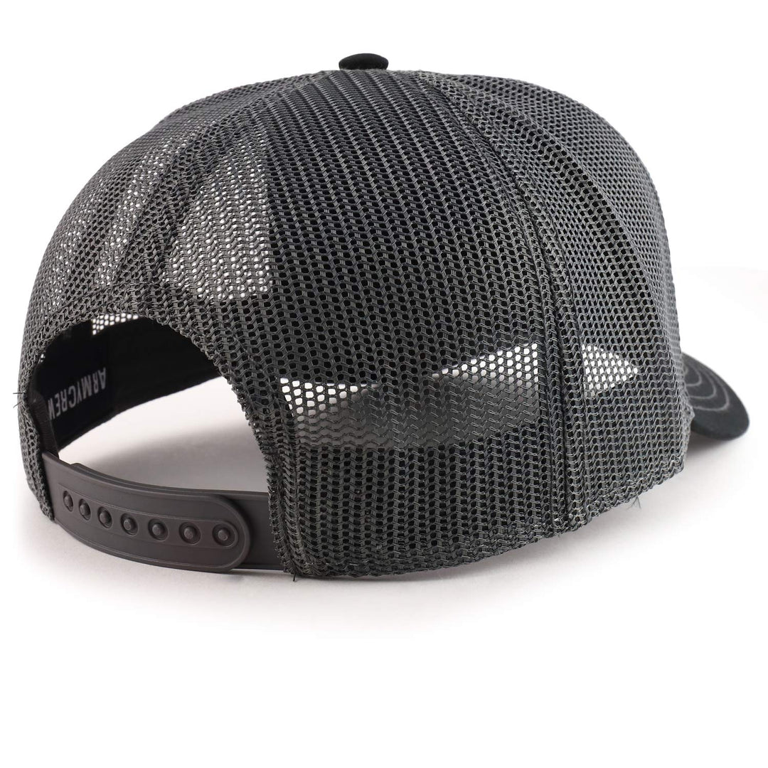Oversize XXL Low Profile Two Tone Mesh Back Trucker Baseball Cap - Black Charcoal - 2XL