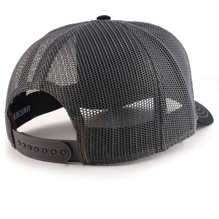 Oversize XXL Low Profile Two Tone Mesh Back Trucker Baseball Cap - Black Charcoal - 2XL