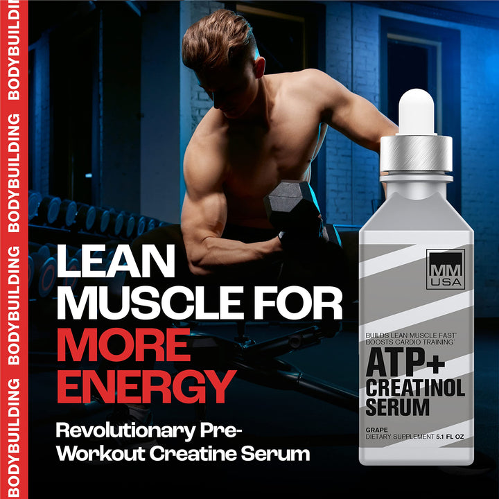 ATP+: Men&#39;s Creatine Serum. Maximize Workouts with Enhanced Energy. Boost Muscle, Strength &amp; Recovery. Rich in Amino Acids &amp; Vitamins. With Joint Support. Top Pre-Workout Solution. 5.1 Fl Oz