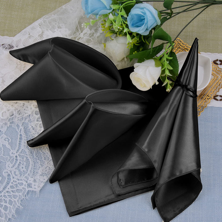 20 Pack Satin Napkins Square Satin Dinner Napkins Soft Silk Napkin Table Napkins for Weddings Dinner Restaurant Party Decoration, 17 x 17 inch (Grey)
