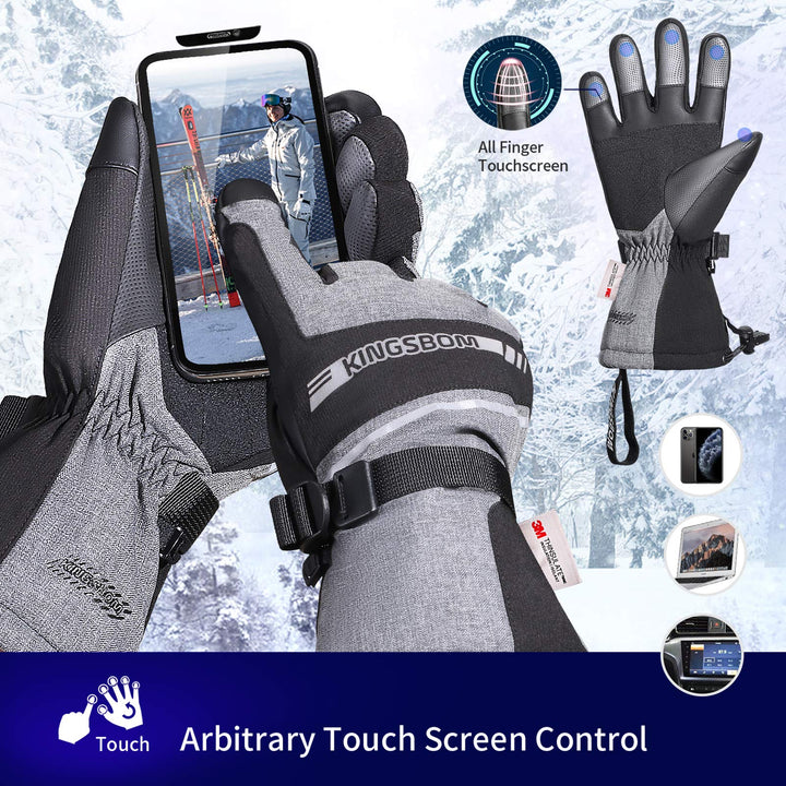 Waterproof Ski &amp; Snow Gloves, 3M Thinsulate Winter Warm Touch Screen Snowboard Gloves for Men &amp; Women (Large)