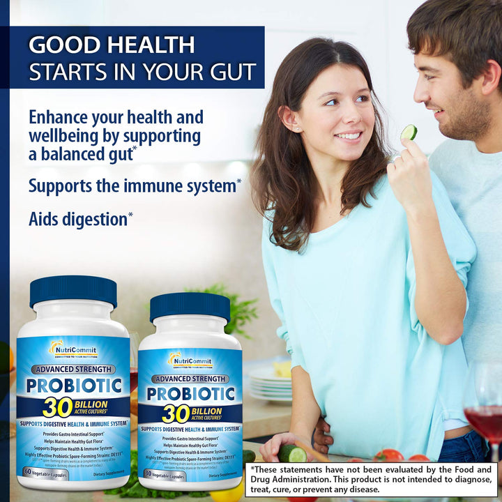 Probiotics for Women &amp; Men - 30 Billion Probiotic in Veg Capsules to Promote Stomach Health - One Daily Dose - Digestive Supplement for Adults who Want to Improve Immune System