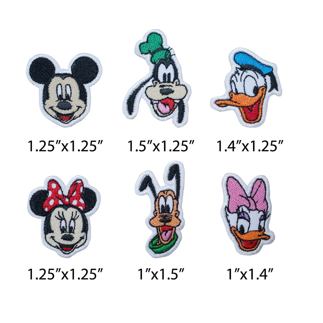 6 PCS Mini Set Cute Cartoon Mickey Iron On Patch for Clothing Saw On/Iron On Embroidered Patch Applique for Jeans, Hats, Bags