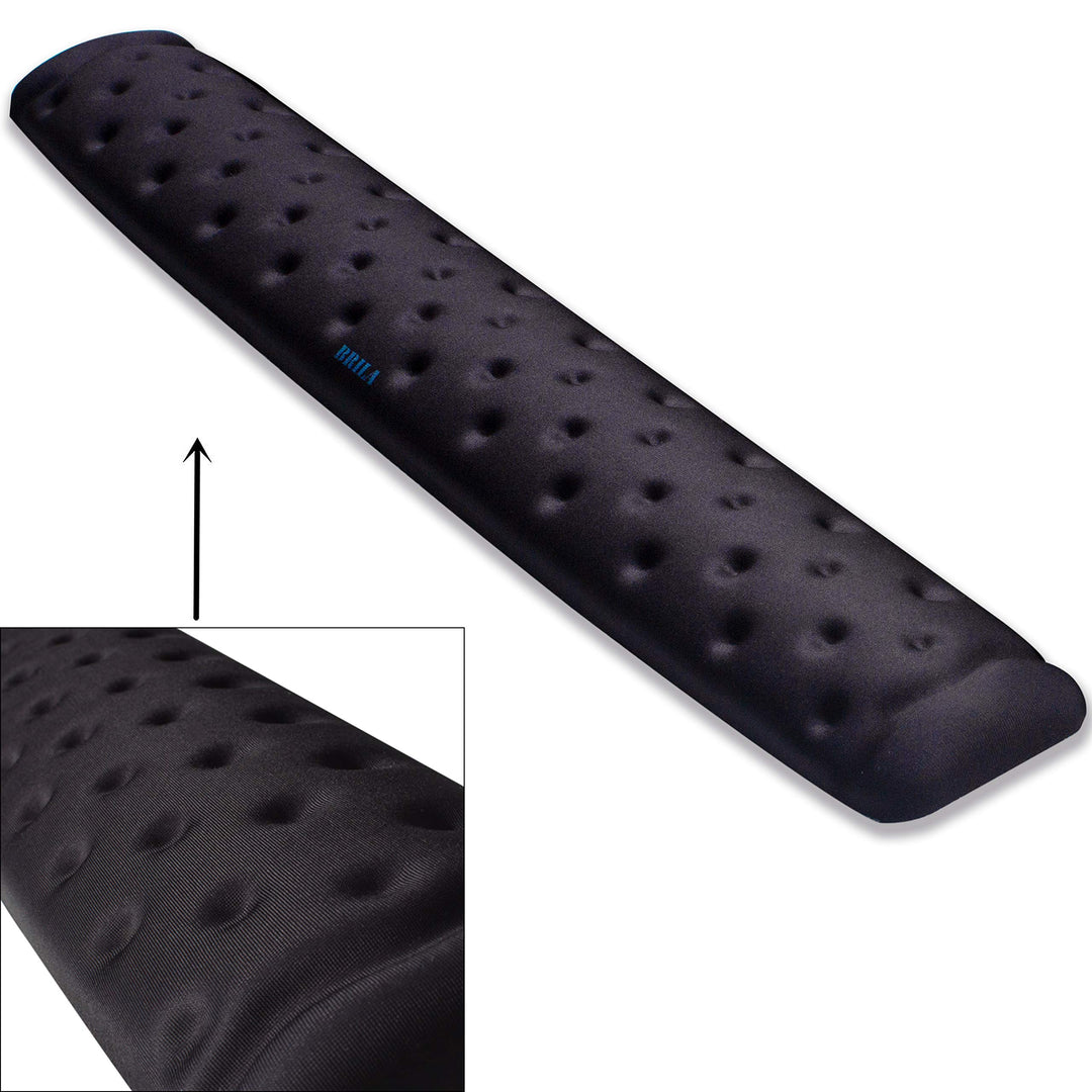 Keyboard Wrist Rest Support Cushion Pad for Computer, Laptop, Office Work, PC Gaming - Memory Foam Gel with Massage Holes Design - Non-Slip Easy Typing Wrist Pain Relief (Black Keyboard Pad)