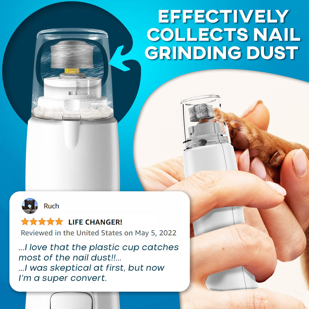 Dog Nail Grinder with LED Light Rechargeable Dog Nail Grinder for Large Dogs, Medium &amp; Small Dogs, Professional Pet Nail Grinder for Dogs Quiet Soft Puppy Grooming, Cat Nail Grinder, Dog Nail Trimmer