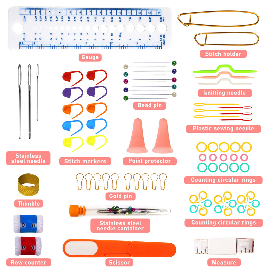 109Pcs Crochet Hooks Set, Knitting Supplies Crochet Kit for Beginners with Case, Multicolor Aluminum Ergonomic Yarn Knitting Needles Sewing Tools Crochet Accessories