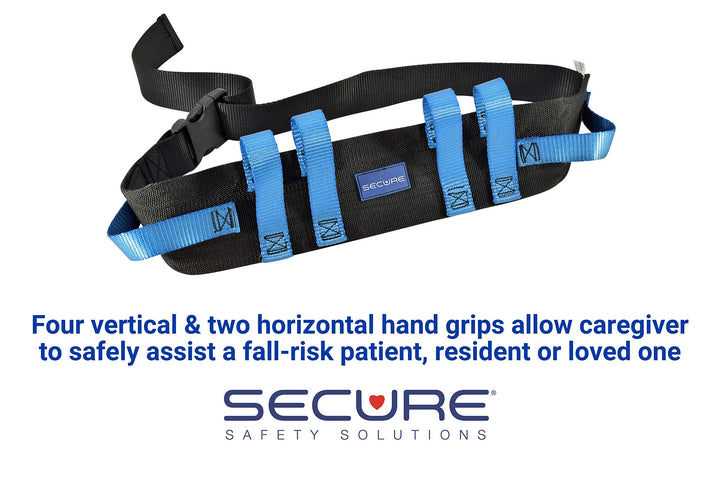 Secure Gait Belt for Seniors with 6 Handles, Quick Rele
