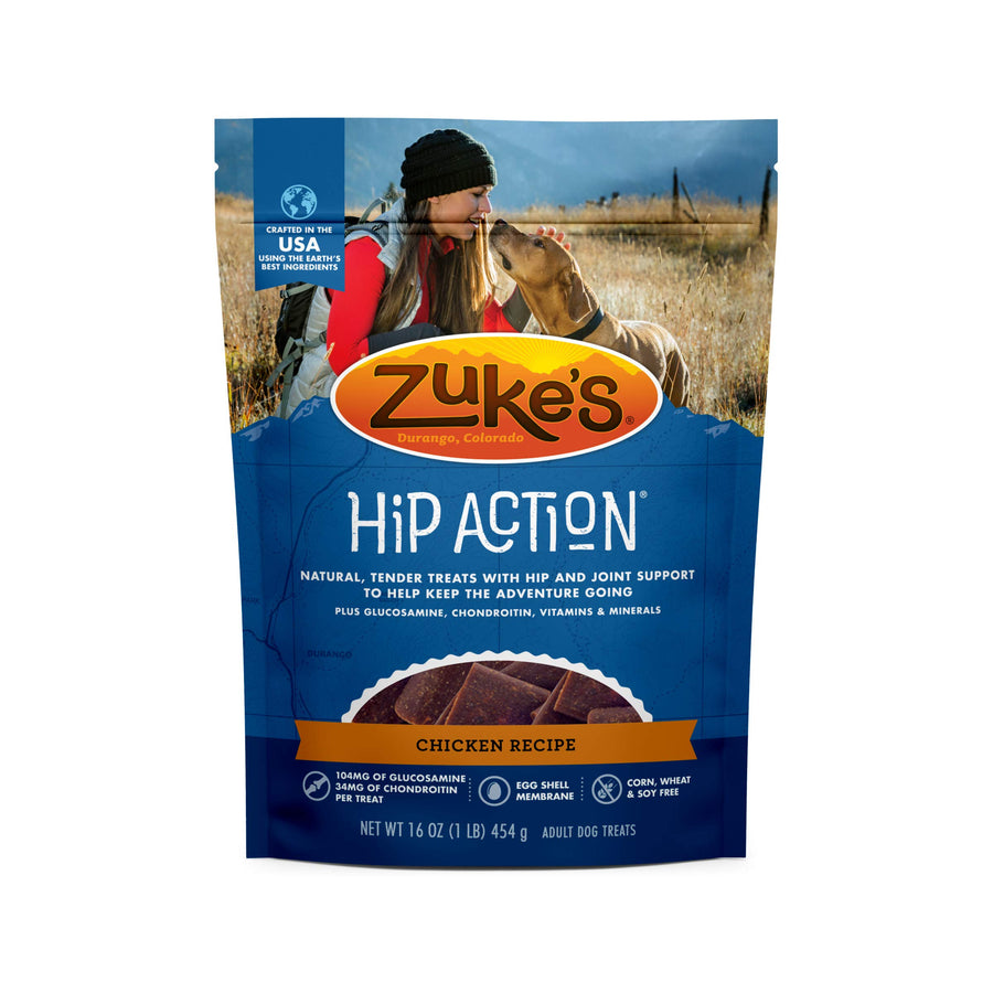 Zuke’s Hip Action, Hip And Joint Support Treats, Soft And Chewy Natural Dog Chicken Treats, Chicken Recipe - 16.0 OZ Bag