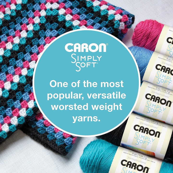 Simply Soft Solids Yarn (4) Medium Gauge 100% Acrylic - 6 oz - Country Blue - Machine Wash &amp; Dry