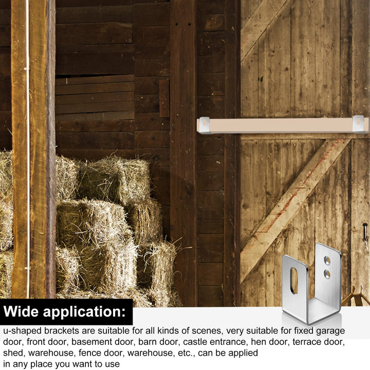 Hotop2 Packs 2 x 4 Plate Door Opening Safety Bracket, U-Shaped Steel Open Bar Heavy Floor Anti-Theft Lock Bracket for Tool Hanger Home Barn Shed Garage (Silver)